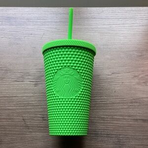 EUC Starbucks Green Textured Tumbler (straw has some damage)